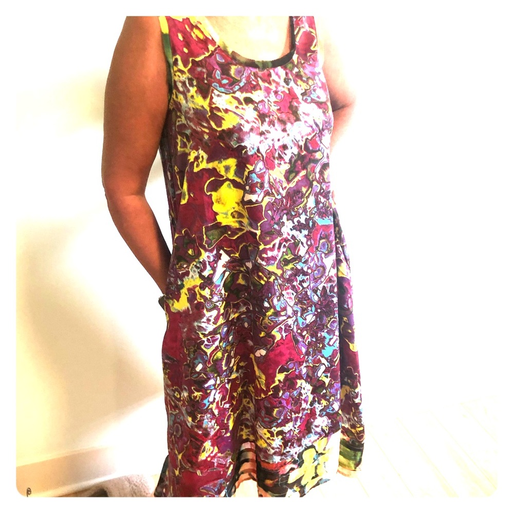 Vera wang psychedelic asymmetrical dress